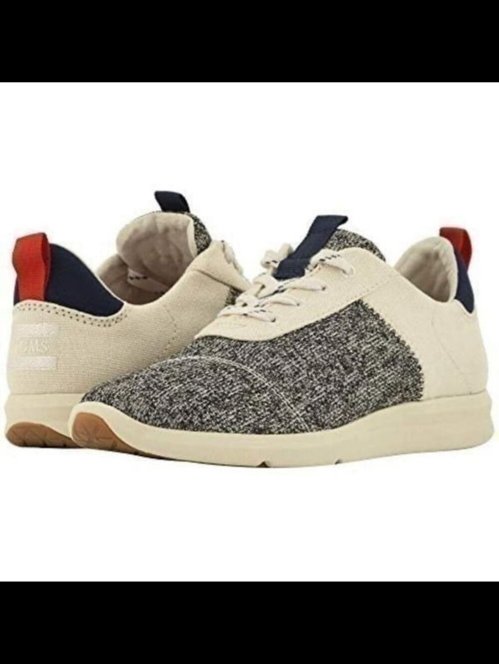 Toms Cabrillo Birch Canvas Knit Sneakers Womens Size 8.5 Gray Beige Shoes